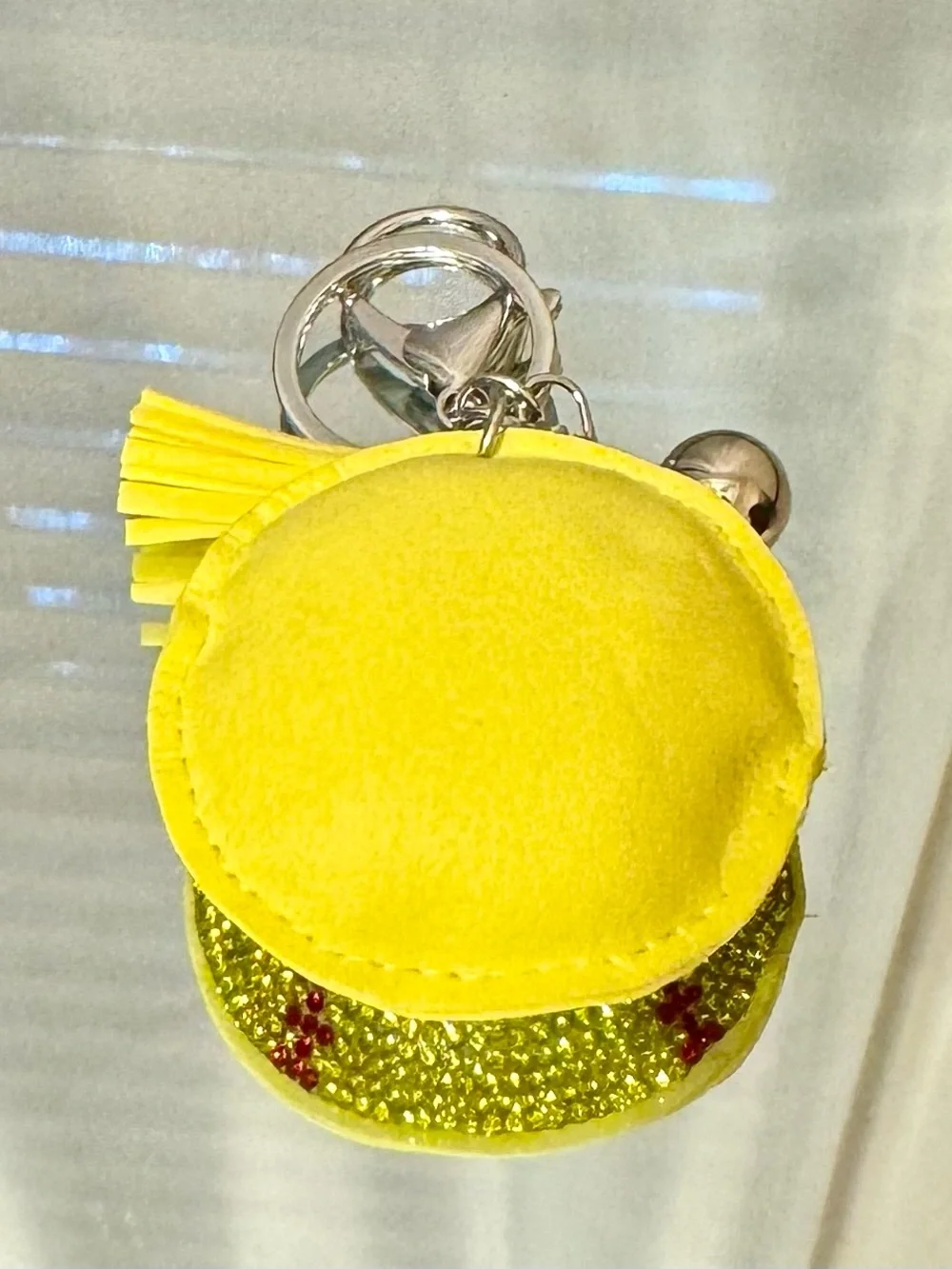 New Yellow Crystal Softball Keychain